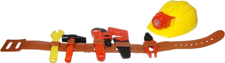Detský opasok s náradím a ochrannou prilbou