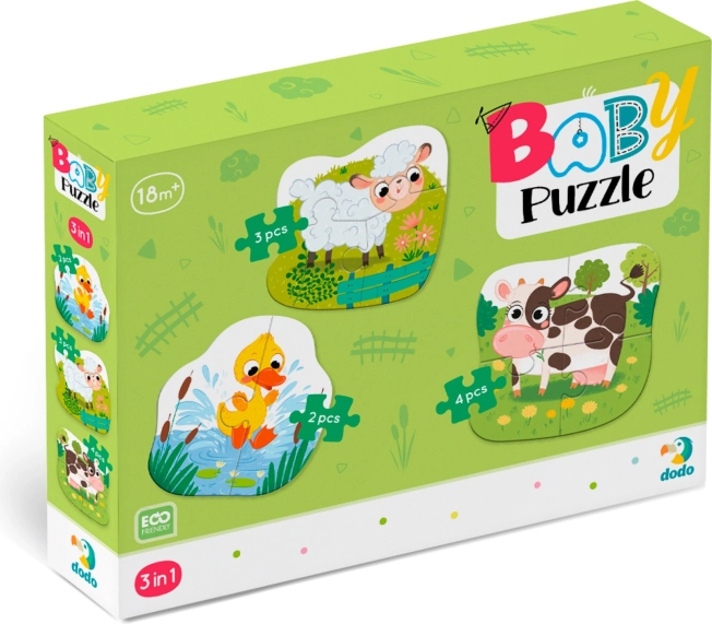 Dodo detské puzzle Zvieratká z farmy 3v1 (2, 3, 4 diely)