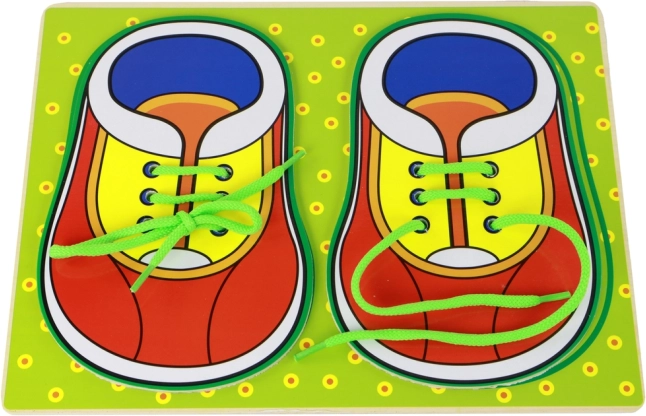 Drevená vzdelávacia hračka Učíme sa viazať šnúrky