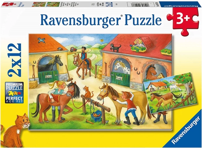 Ravensburger puzzle prázdniny na statku s koňmi 2×12 dielikov