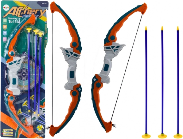 Detský luk s prísavkovými šípmi zeleno‑oranžový, 3 ks