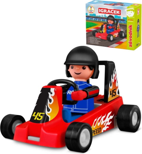 Efko Igráček automobilový pretekár s červenou motokárou