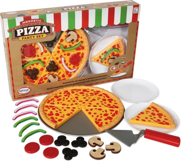 Magnetická pizza MalBlo Magnetic – detská sada na krájanie a zdobenie