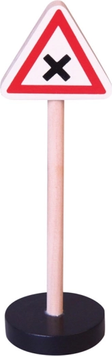 Drevená dopravná značka - pozor križovatka