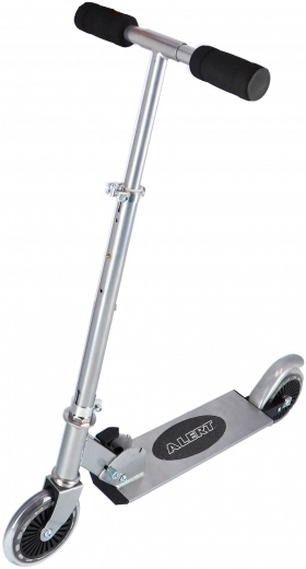 Skladacia hliníková kolobežka s penovými rukoväťami, nožnou brzdou a nosnosťou 50 kg