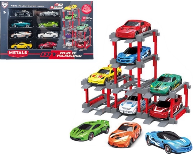 Poschodové parkovisko s autíčkami