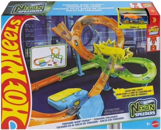 Hot Wheels neónová pretekárska dráha Tornado Jump Crush Neon Speeders