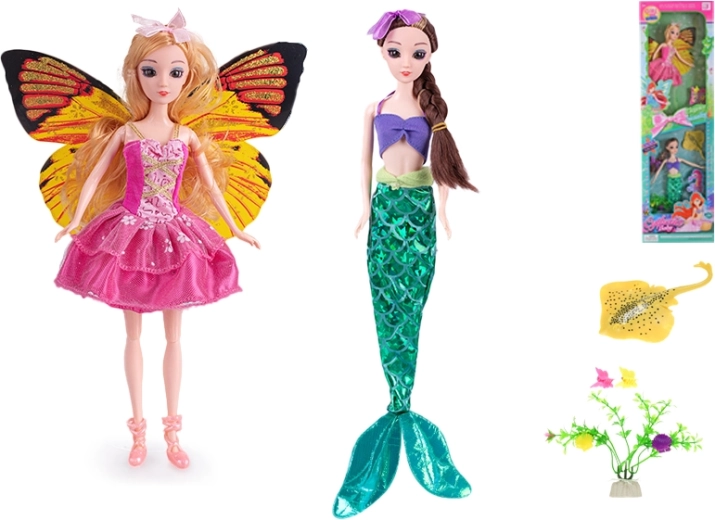 Sada bábik víla a morská panna 29 cm s doplnkami