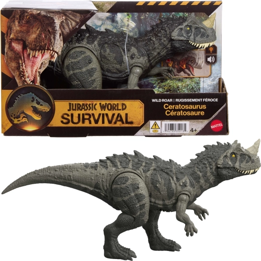 Interaktívna figúrka dinosaura JURASSIC WORLD Survival Ceratosaurus 30 cm