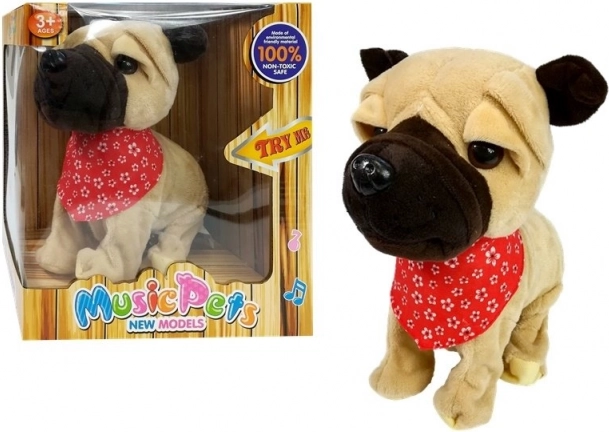 interaktívny plyšový psík na vôdzke – šteká, spieva a krúti chvostíkom