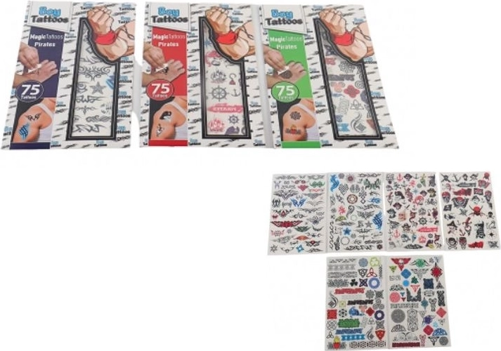 Magic Tattoos zmývateľné dočasné tetovanie piráti pre chlapcov (75 ks)