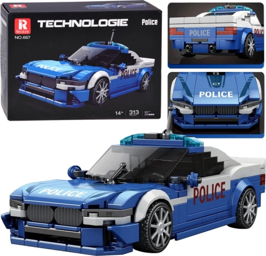 Konštrukčná stavebnica športového policajného auta s 313 dielikmi