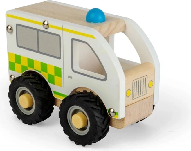 Bigjigs Toys drevená mini sanitka