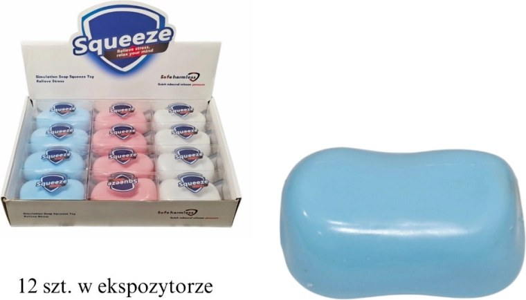Antistresová mačkacia loptička v tvare mydla - 1 kus