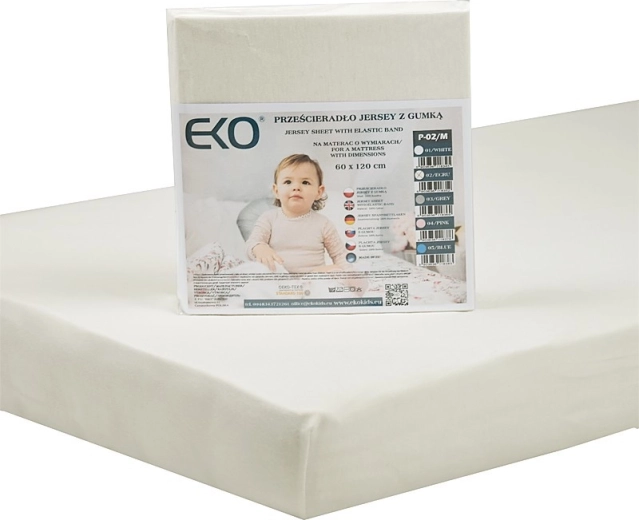 EKO napínacia jersey plachta s gumou béžová 120 × 60 cm