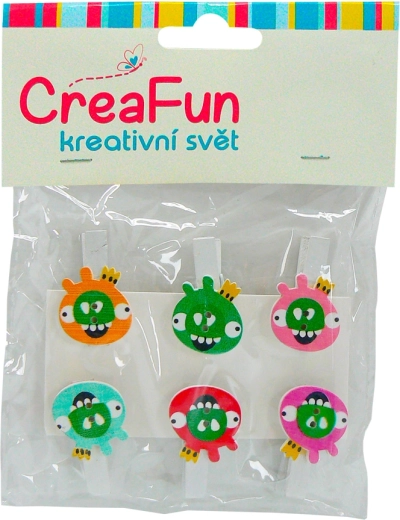 Farebné klipy v tvare vtáčika, 6 ks