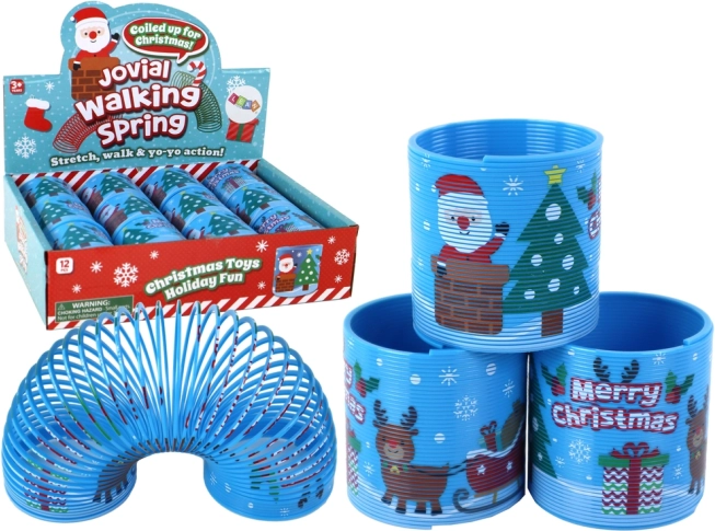 Kultová modrá pružinka s vianočným motívom 6 cm