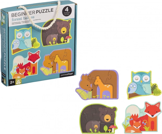 Petit Collage prvé puzzle - Lesné zvieratká