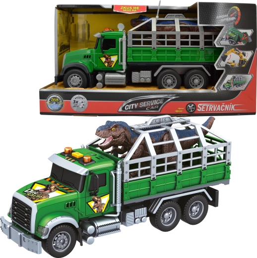 Nákladné auto na prepravu dinosaurov so zvukom a svetlami 1:14