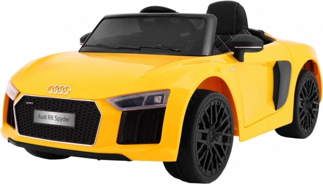 Interaktívne detské auto Audi R8 Spyder žlté s diaľkovým ovládaním a LED svetlami