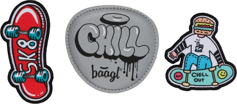 Vymeniteľné odznáčiky BAAGL Baaglies – sada 3 ks Chill Skate