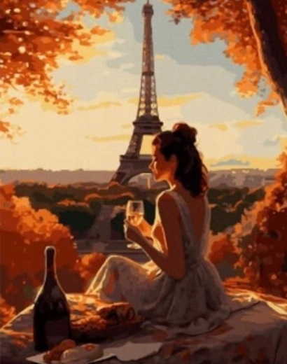 Diamantové maľovanie – žena v Paríži 30 × 40 cm