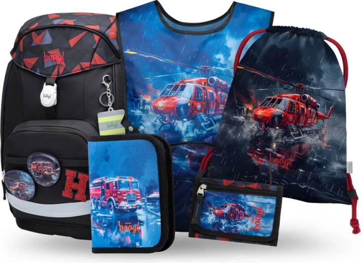 Baagl školský set Airy Plus Záchranári – batoh, peračník, vrecko, zástera a peňaženka
