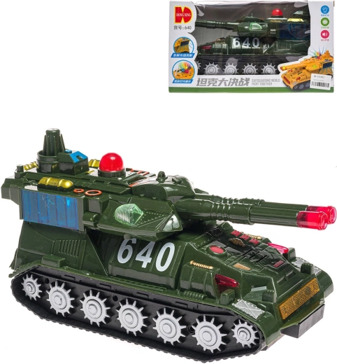 Plastový pásový tank na zotrvačník so svetlom a zvukom v krabici – 1 kus