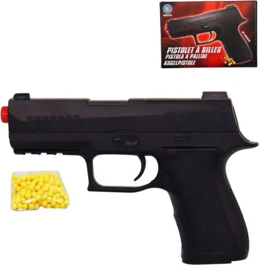 Detský guličkový revolver 20 cm čierny so strelivom - 1 kus