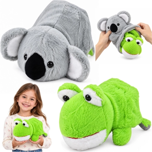 Obojstranná plyšová hračka koala a žaba 2 v 1 25 cm
