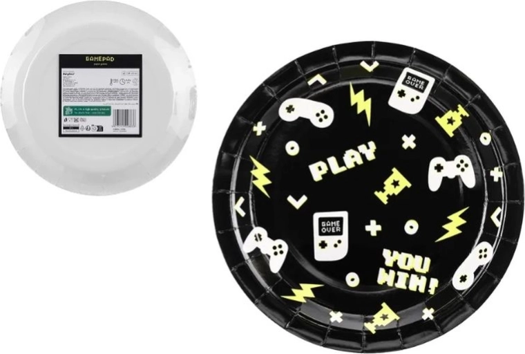 Papierové taniere Gamepady 23 cm (6 ks)
