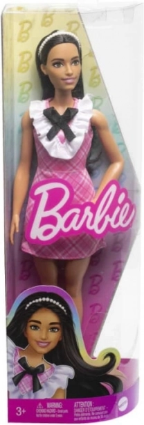 Barbie Fashionistas bábika v ružových károvaných šatách