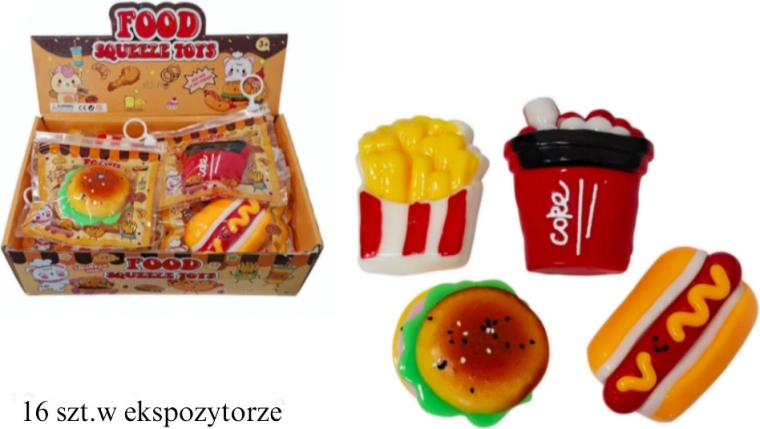 Antistresové stláčacie hračky Fast Food Mix - 3 ks