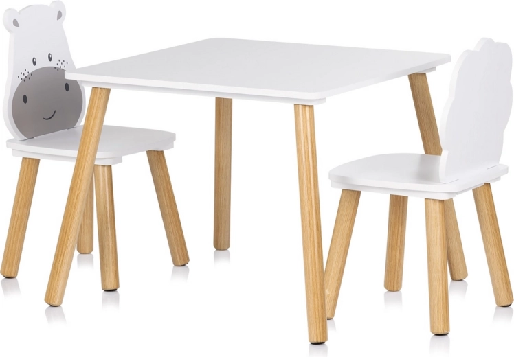 Drevený detský stolík so stoličkami HIPPO a LION