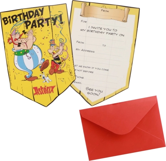 Asterix pozvánky s obálkami (angličtina) – 8 ks, 10 × 14,8 cm