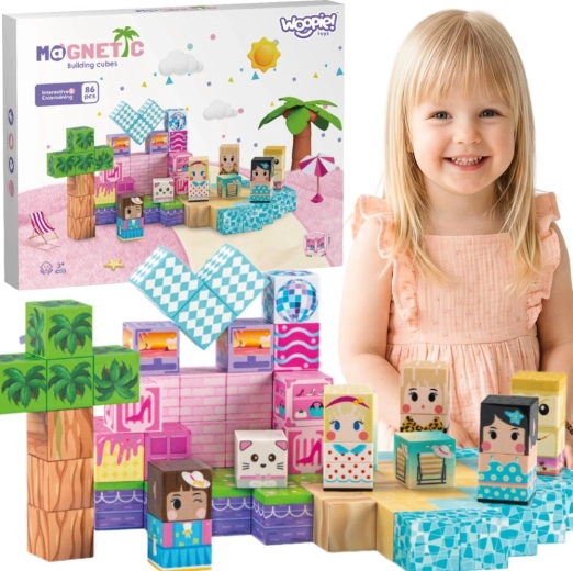 Woopie magnetické kocky – 3D edukačná stavebnica 86 ks (Montessori) pre deti od 3 rokov