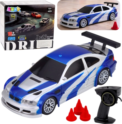 RC driftovacie auto E46 4WD 1:43 s kužeľmi
