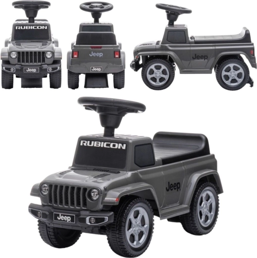 Detské odrážadlo Jeep Rubicon s klaksónom a zvukmi motora sivé