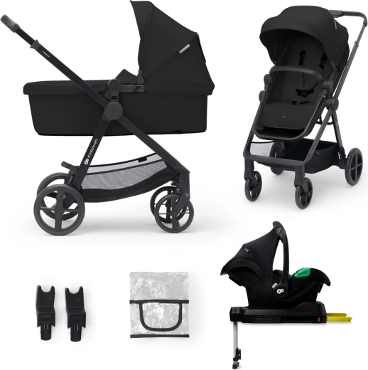 Kombinovaný kočík 4v1 Kinderkraft Newly Classic Black s autosedačkou Mink PRO