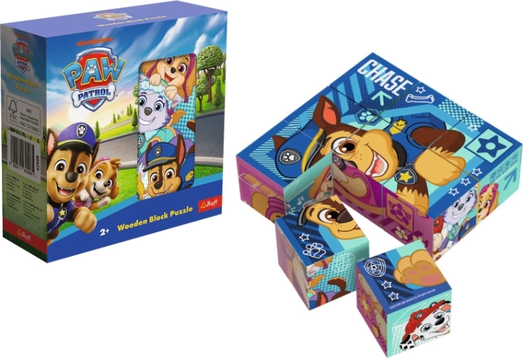 Drevené kocky puzzle Labková patrola