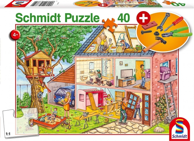 Schmidt puzzle Usilovní remeselníci 40 dielikov s detským náradím