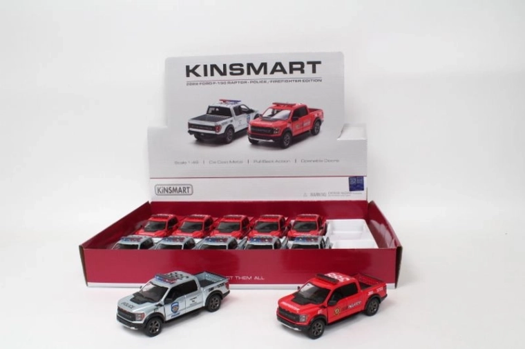 Model Ford F-150 Raptor 1:46 – policajný/hasičský pick-up s pull-back