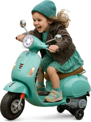 Detské elektrické vozidlo Vespa GTS 125 v mätovo zelenej farbe