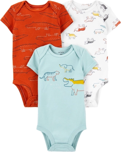 Kojenecké body Carter’s s krátkym rukávom Dino, 3 ks, veľ. 56 (NB)