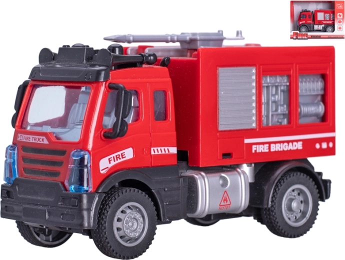 Hasičské auto s vodným delom 12 cm, naťahovací spätný chod