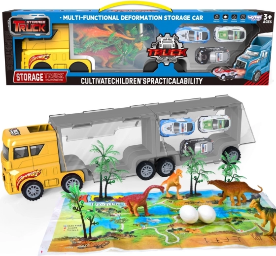 Woopie transportér áut 2 v 1 s dinosaurami a modelmi