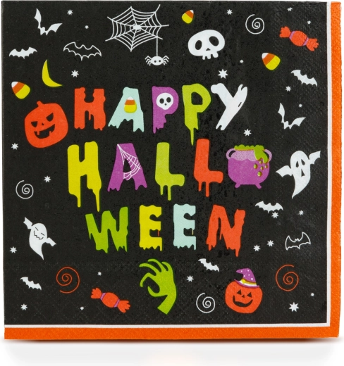 Halloweenové papierové obrúsky Happy Halloween, 33 × 33 cm, 16 ks