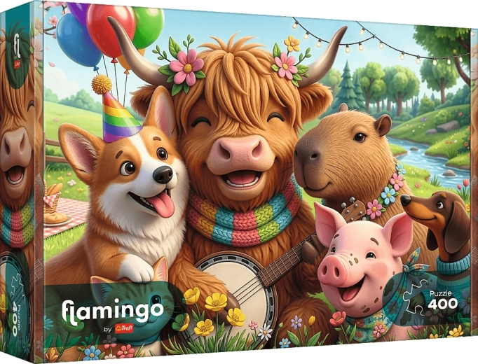Trefl puzzle Flamingo: narodeninová partia 400 dielikov