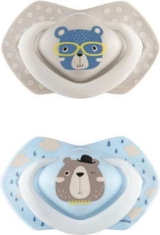 Canpol babies Sada symetrických silikónových cumlíkov Light touch 18m+ BONJOUR PARIS modrý
