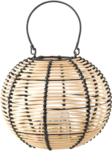 Drevený lampáš 29 × 24 cm v prírodnej a čiernej farbe